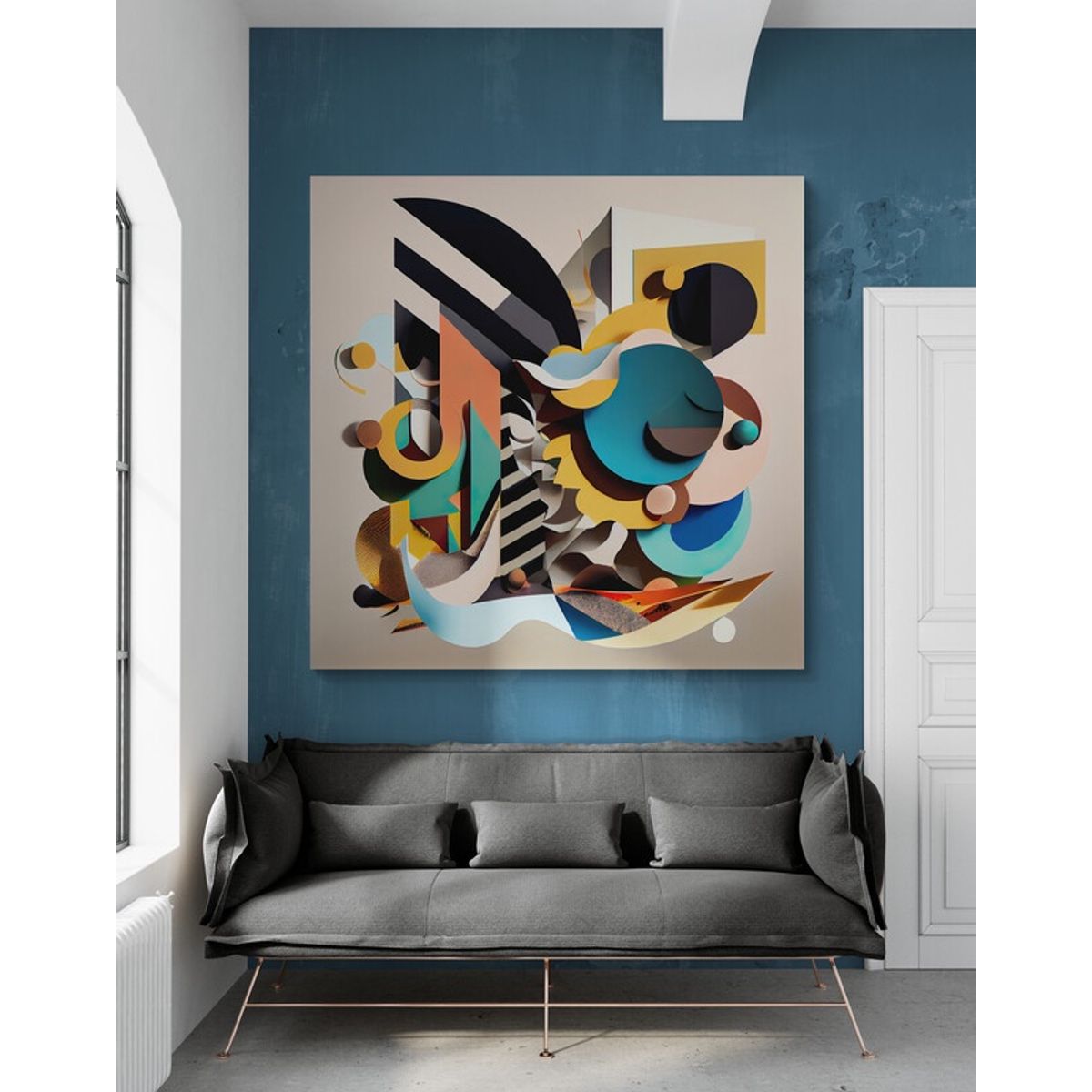 TAYRONA STORE - Cuadro En Lienzo Para Habitaciones Abstracto Colores 336 60x60cm