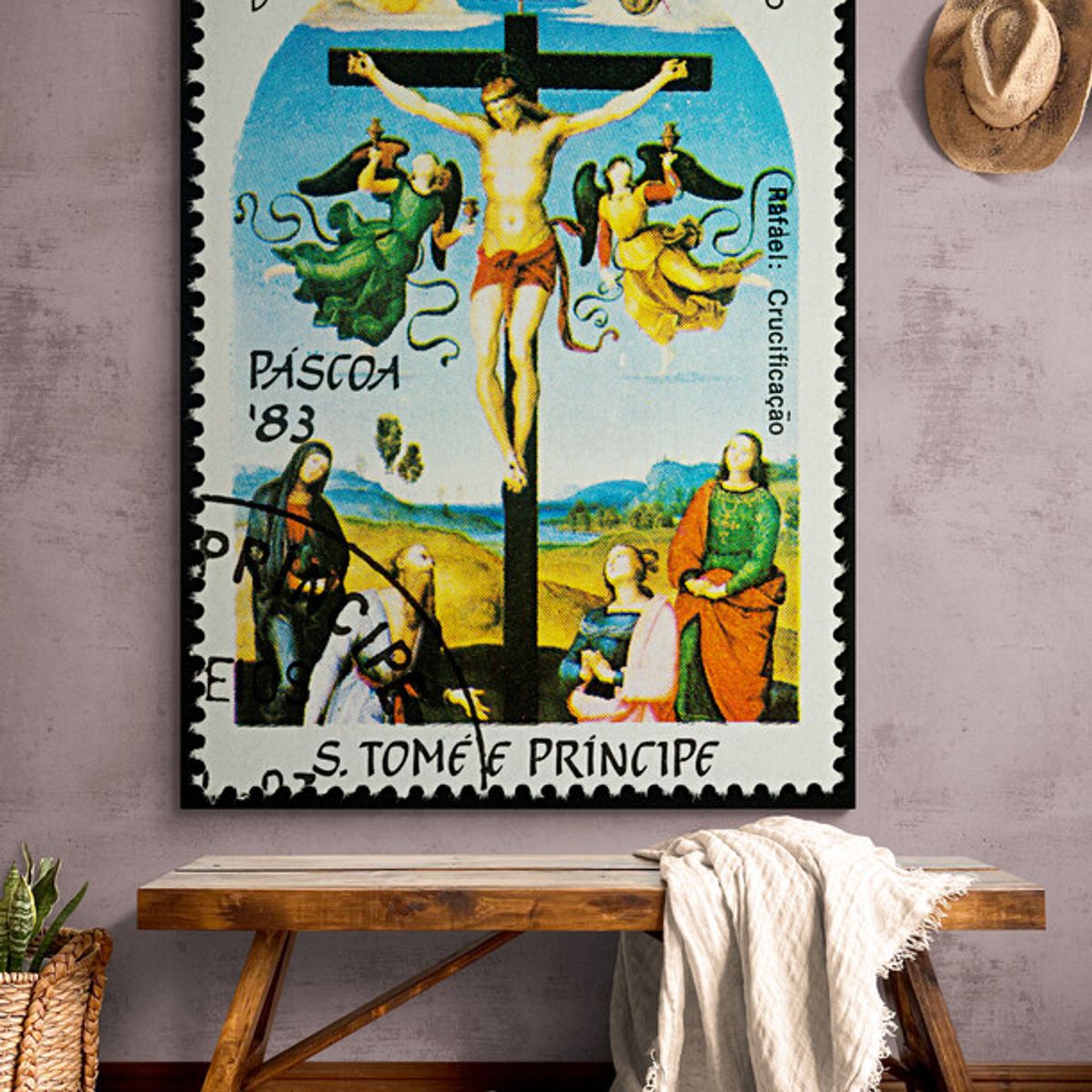 TAYRONA STORE - Cuadro En Lienzo Para Habitaciones Jesus Estampilla 041 80x120cm