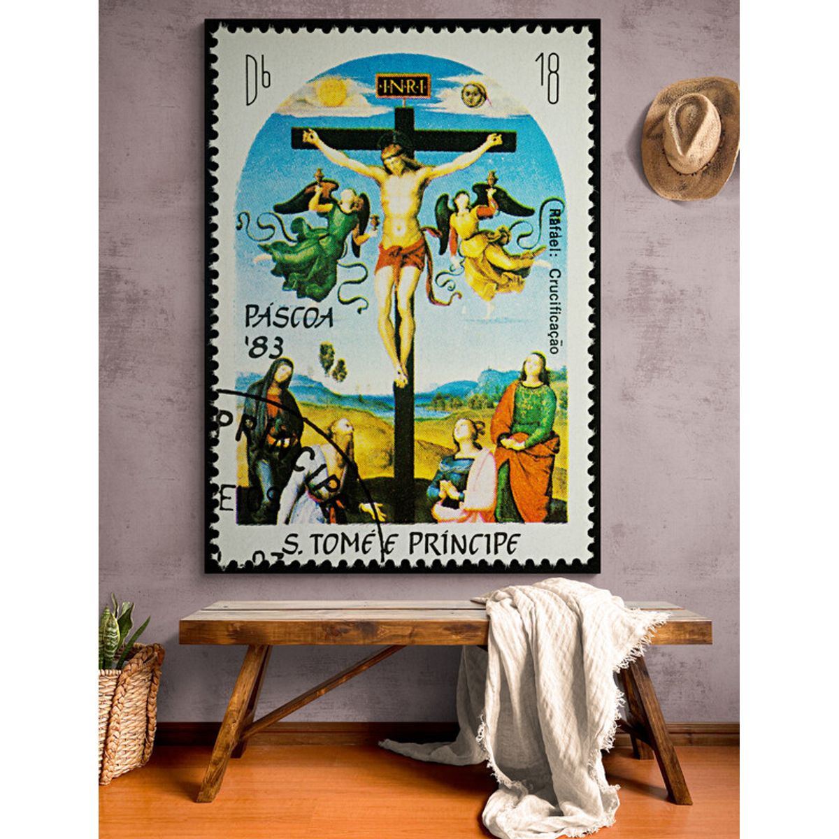 TAYRONA STORE - Cuadro En Lienzo Para Habitaciones Jesus Estampilla 041 80x120cm