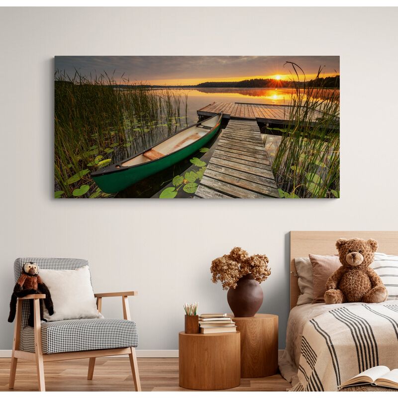 TAYRONA STORE - Cuadro En Lienzo Para Habitaciones Muelle Atardecer 006 100x50cm