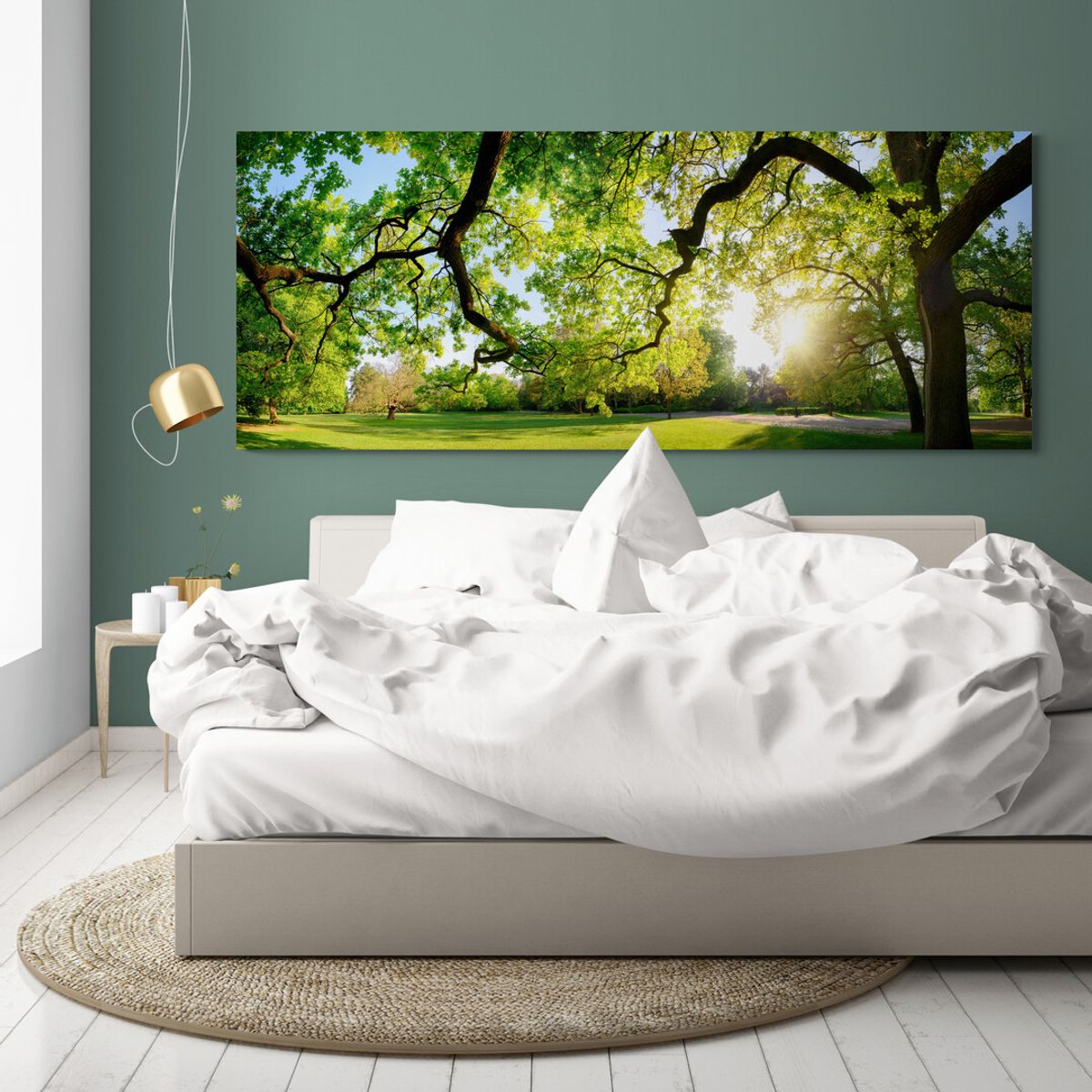 TAYRONA STORE - Cuadro Lienzo Para Habitaciones Atardecer Bosque 004 175x70cm