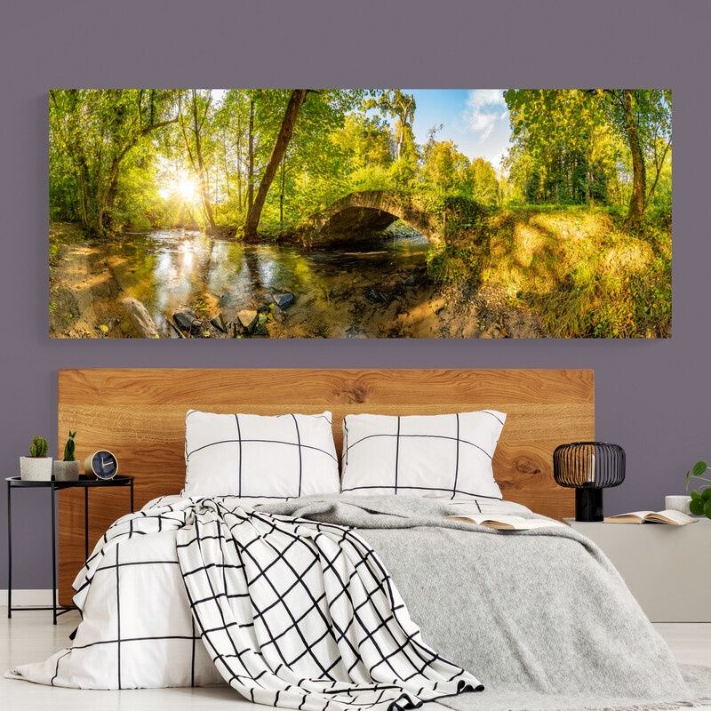 TAYRONA STORE - Cuadro En Lienzo Para Habitaciones Atardecer Bosque 002 100x40cm