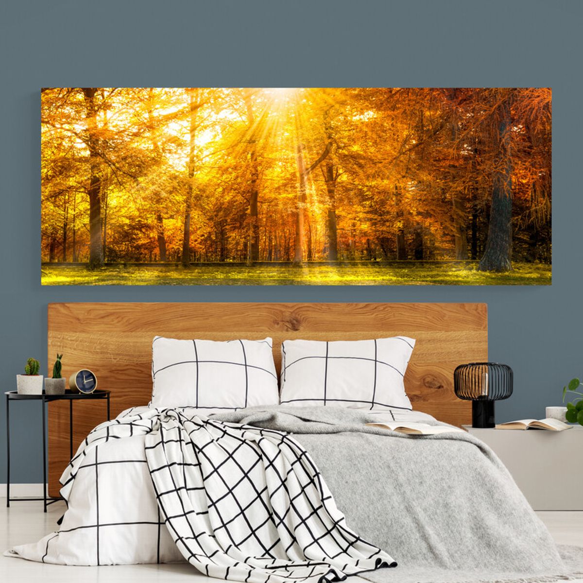 TAYRONA STORE - Cuadro Lienzo Para Habitaciones Atardecer Bosque 003 125x50cm