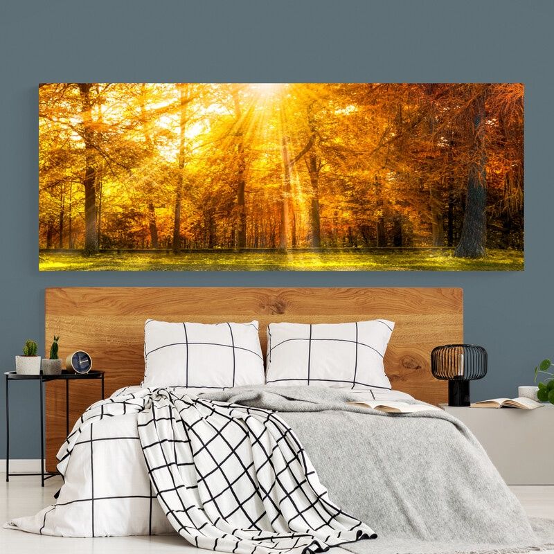TAYRONA STORE - Cuadro En Lienzo Para Habitaciones Atardecer Bosque 003 100x40cm