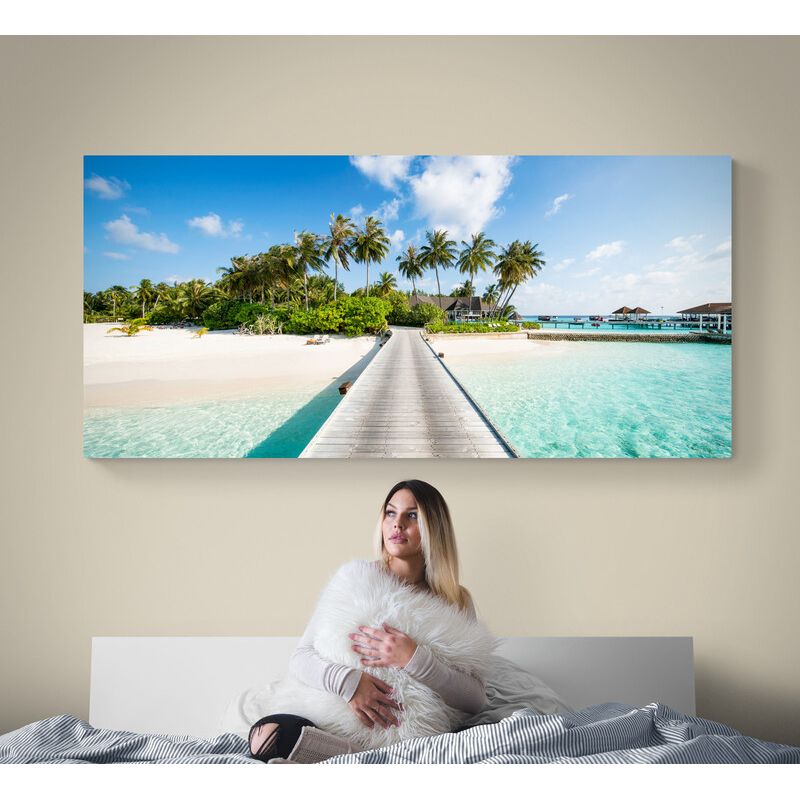 TAYRONA STORE - Cuadro En Lienzo Para Habitaciones Playa Muelle 023 90x40cm