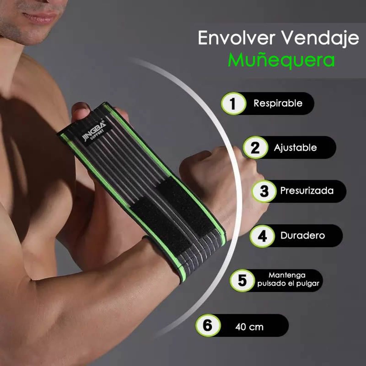 GENERICO - Muñequera Levantamiento Pesas Vendas Protector Muñeca Unisex