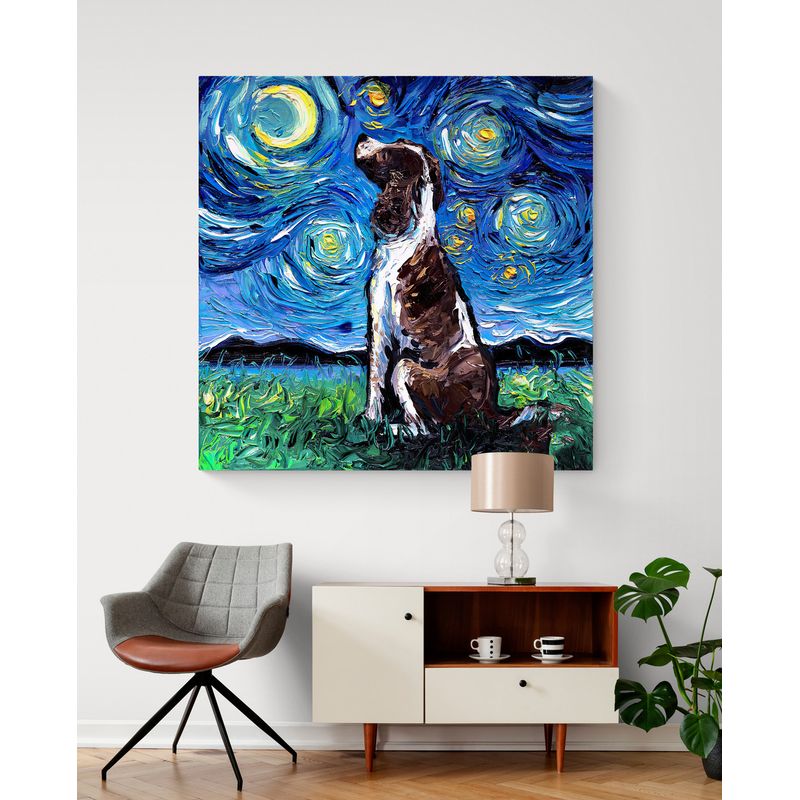 TAYRONA STORE - Cuadro Lienzo Noche Estrellada Perro English Springer Spaniel Night 90x90cm