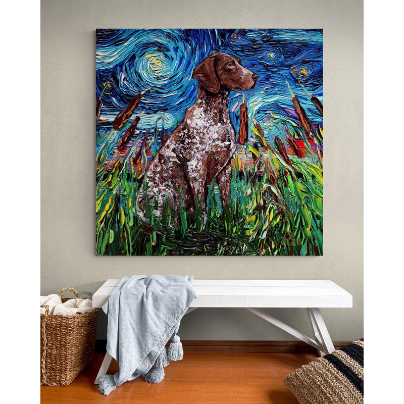 TAYRONA STORE - Cuadro Lienzo Noche Estrellada Perro German Shorthair Pointer Night 80x80cm