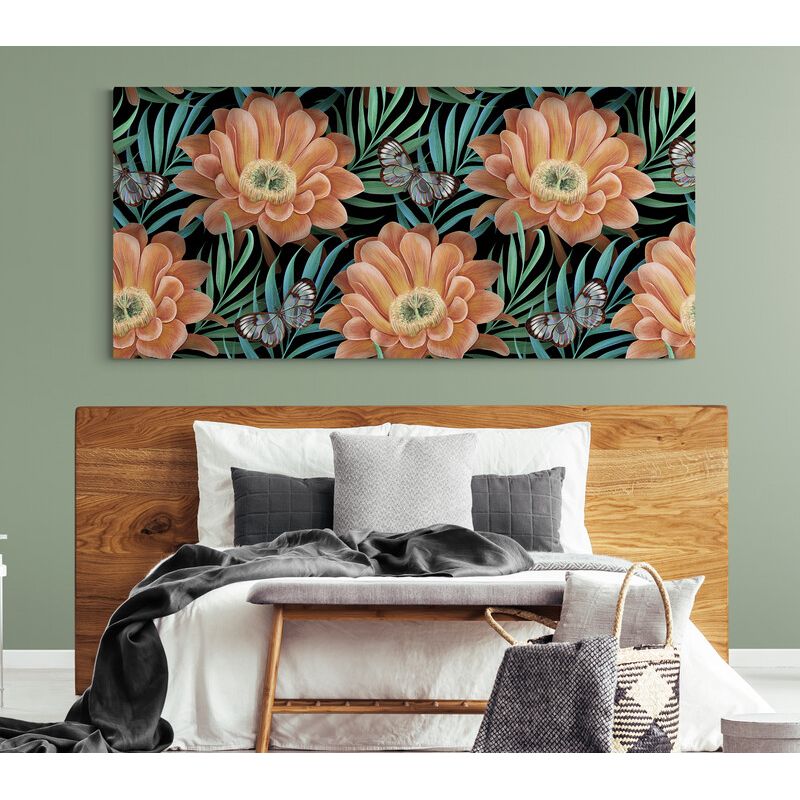 TAYRONA STORE - Cuadro En Lienzo Para Habitaciones Flores 505 90x40cm