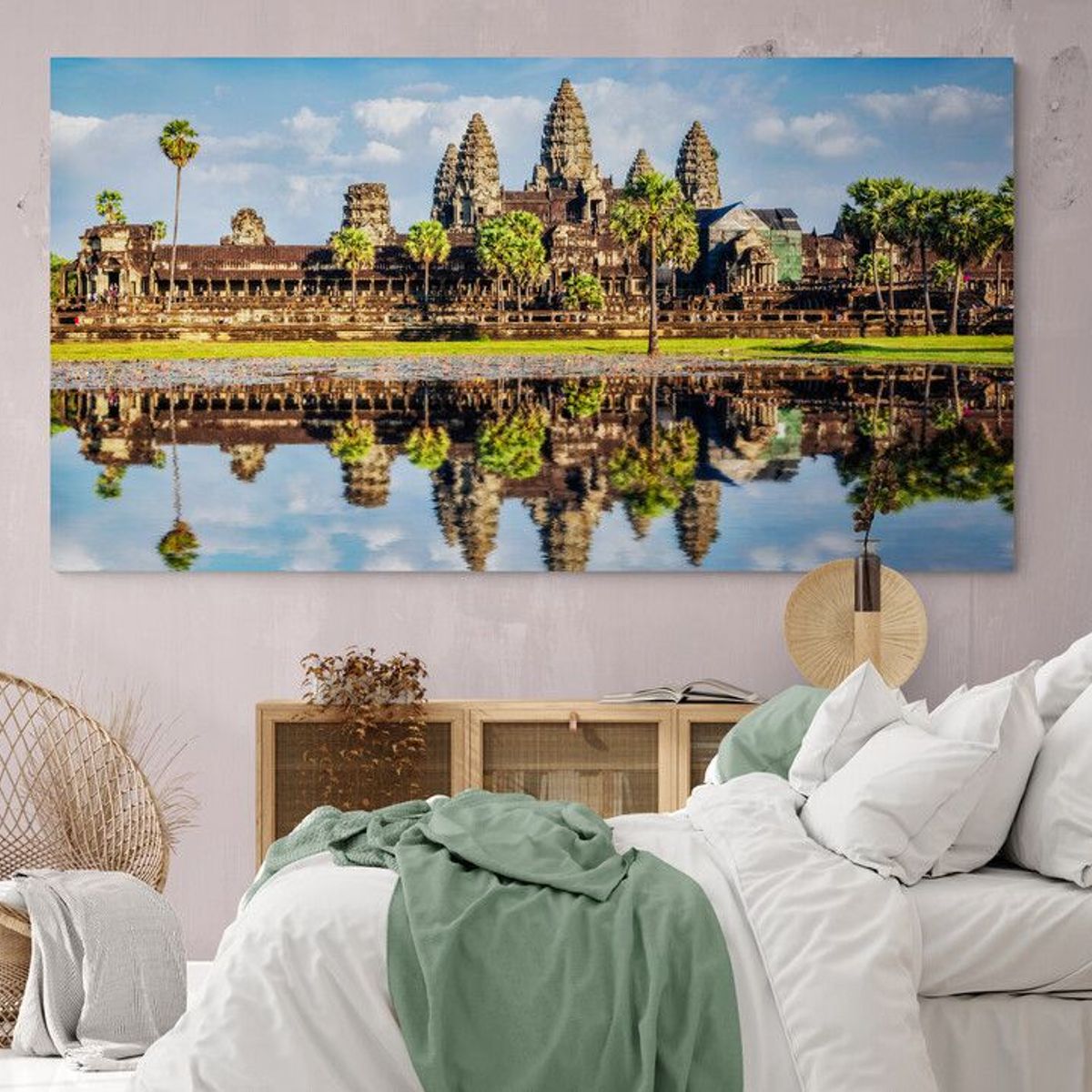 TAYRONA STORE - Cuadro En Lienzo Para Habitaciones Angkor Wat 024 130x70cm