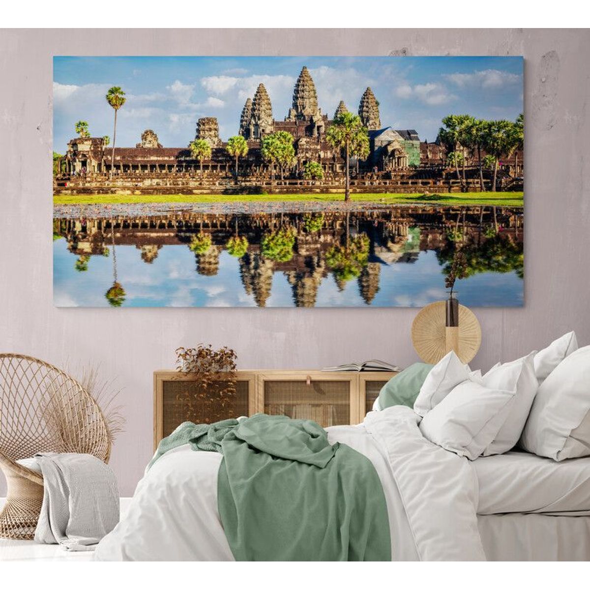 TAYRONA STORE - Cuadro En Lienzo Para Habitaciones Angkor Wat 024 130x70cm