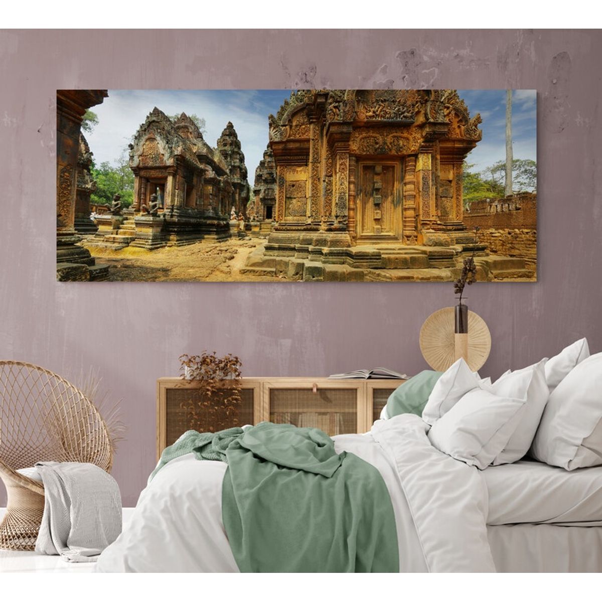TAYRONA STORE - Cuadro En Lienzo Para Habitaciones Angkor Wat 026 175x70cm