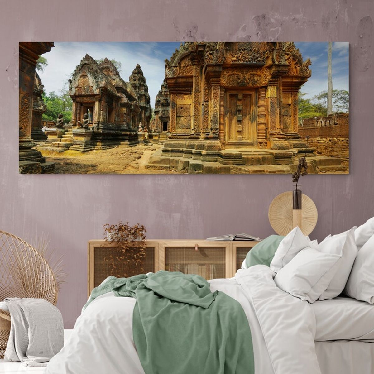 TAYRONA STORE - Cuadro En Lienzo Para Habitaciones Angkor Wat 026 150x60cm