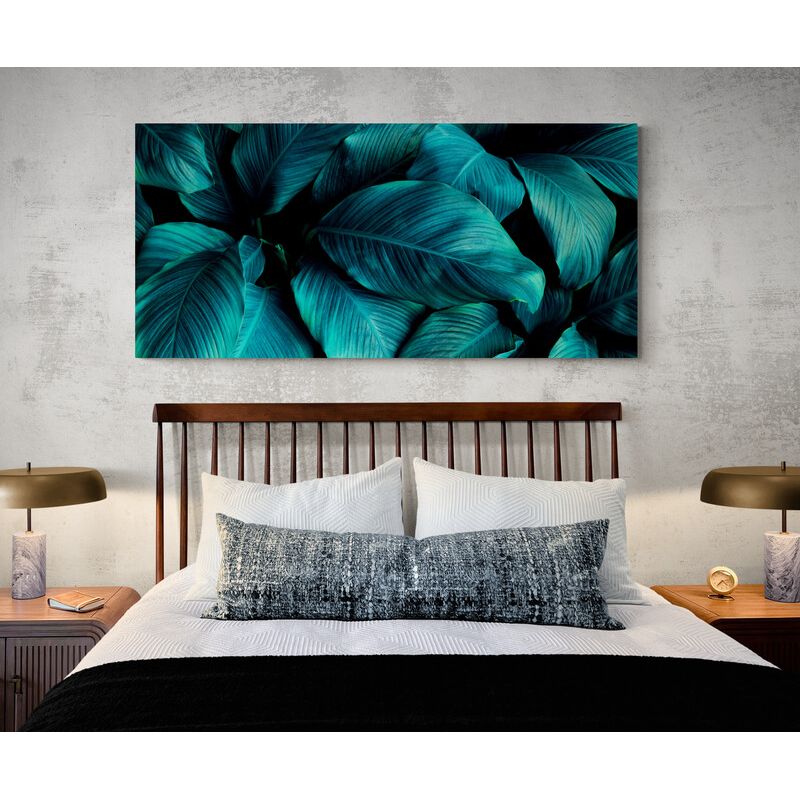 TAYRONA STORE - Cuadro En Lienzo Para Habitaciones Hojas Verdes 211 90x40cm