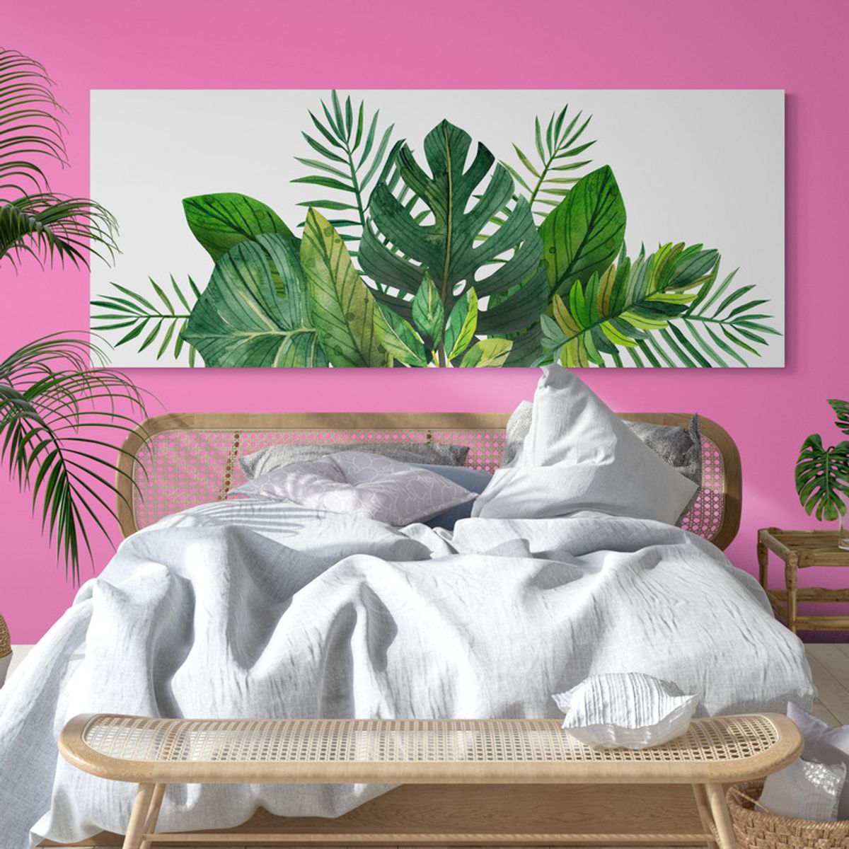 TAYRONA STORE - Cuadro En Lienzo Para Habitaciones Hojas Verdes 035 150x60cm