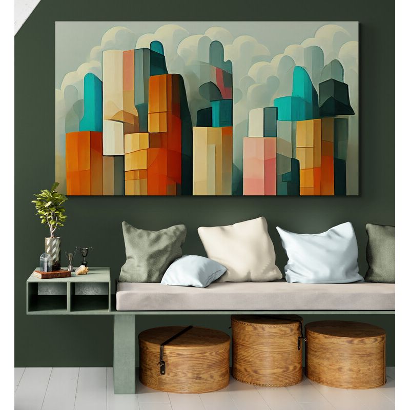 TAYRONA STORE - Cuadro En Lienzo Para Habitaciones Pintura Ciudad 182 150x85cm