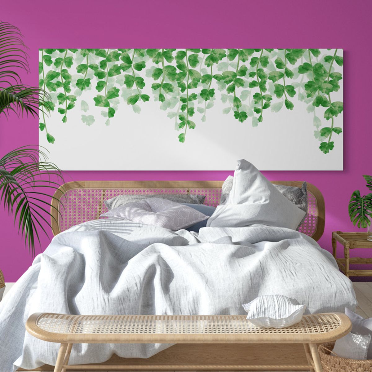 TAYRONA STORE - Cuadro En Lienzo Para Habitaciones Hojas Verdes 095 125x50cm