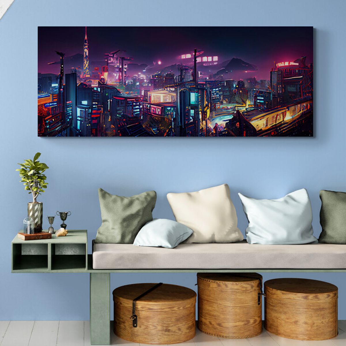 TAYRONA STORE - Cuadro Lienzo Para Habitaciones Pintura Ciudad 194 150x60cm