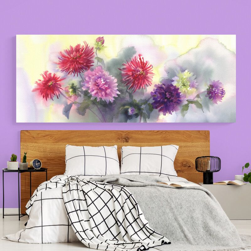 TAYRONA STORE - Cuadro En Lienzo Para Habitaciones Pintura Flores 363 100x40cm