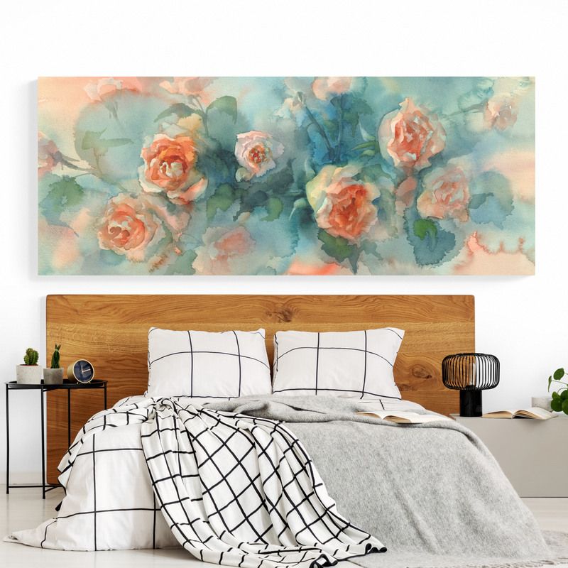 TAYRONA STORE - Cuadro En Lienzo Para Habitaciones Pintura Flores 366 100x40cm