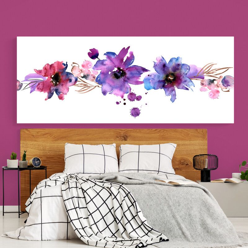 TAYRONA STORE - Cuadro En Lienzo Para Habitaciones Pintura Flores 367 100x40cm