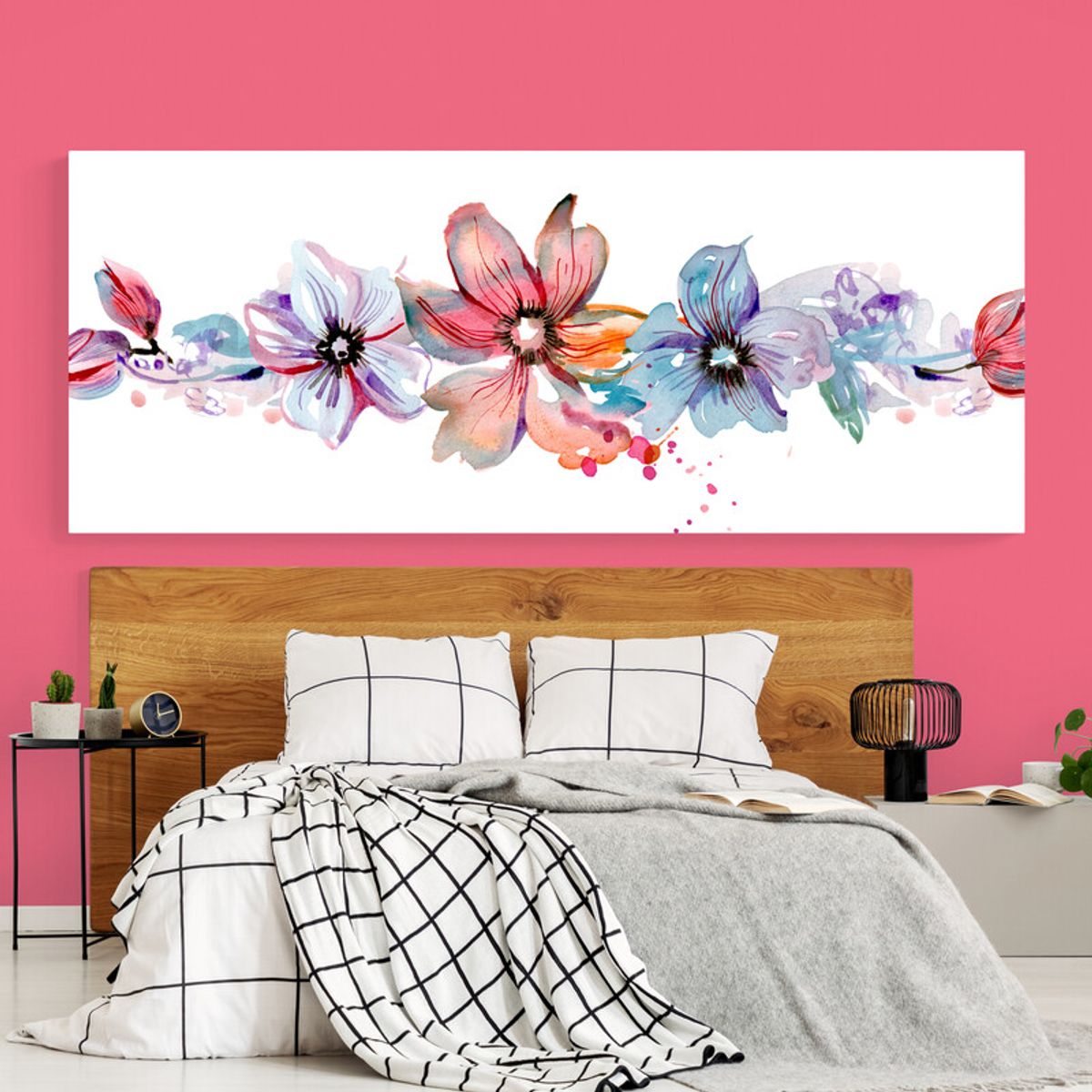 TAYRONA STORE - Cuadro En Lienzo Para Habitaciones Pintura Flores 368 125x50cm