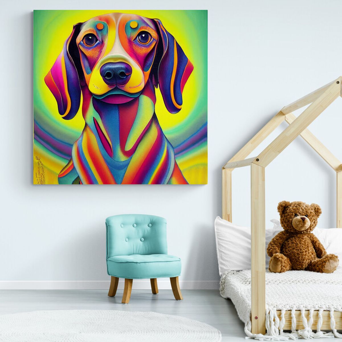 TAYRONA STORE - Cuadro En Lienzo Para Habitaciones Perro 163 60x60cm