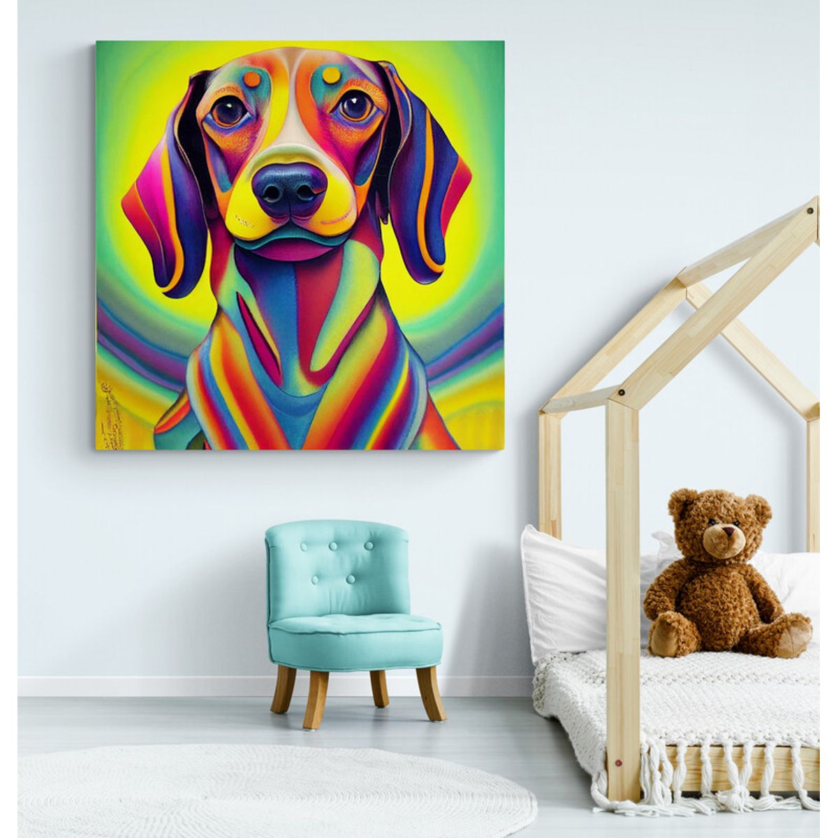 TAYRONA STORE - Cuadro En Lienzo Para Habitaciones Perro 163 60x60cm