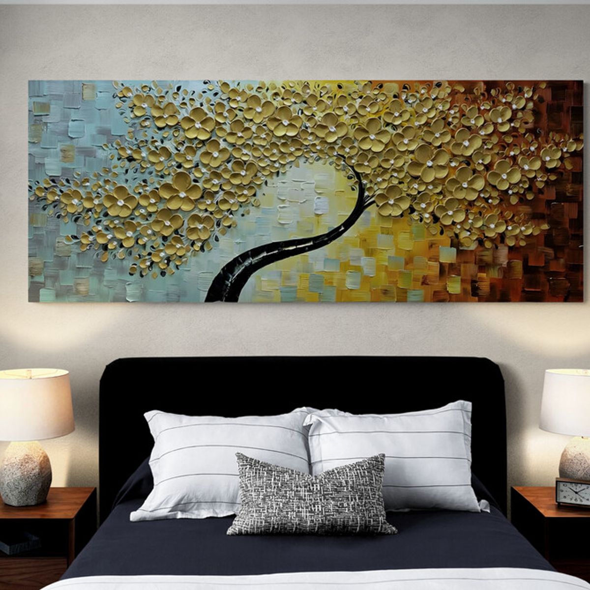 TAYRONA STORE - Cuadro Lienzo Para Habitaciones Arbol Colores 031 100x40cm