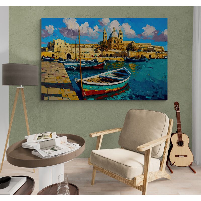 TAYRONA STORE - Cuadro En Lienzo Para Habitaciones Pintura Barcas 033 50x35cm