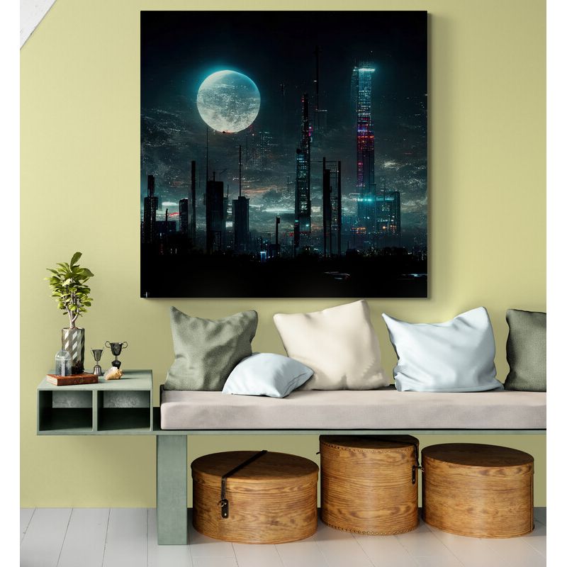 TAYRONA STORE - Cuadro En Lienzo Para Habitaciones Pintura Ciudad 187 50x50cm