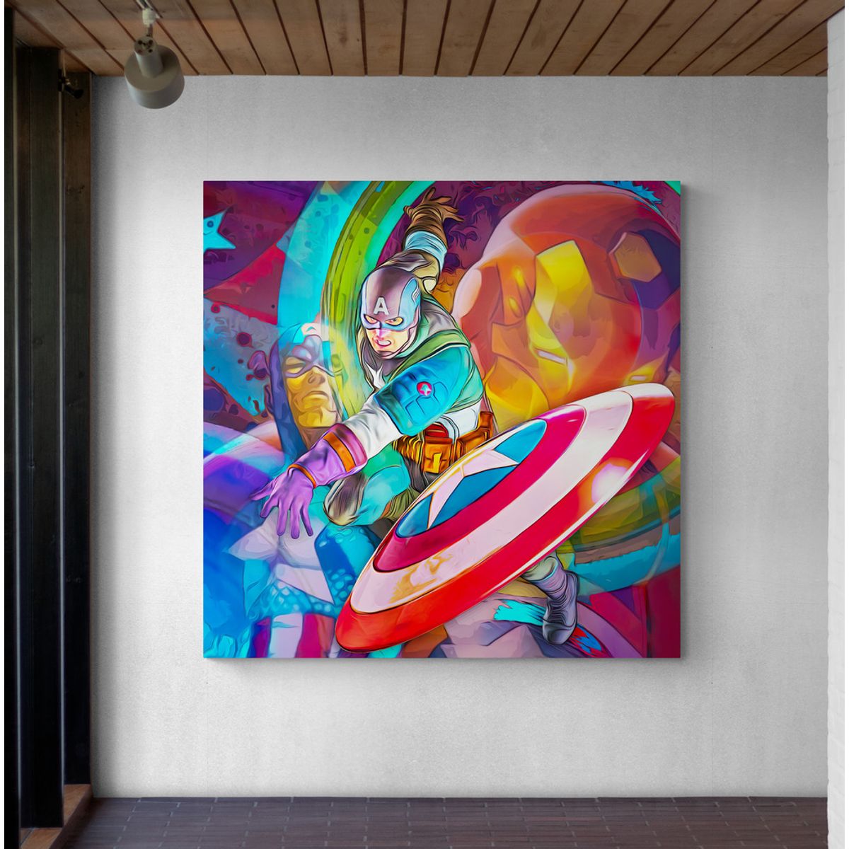 TAYRONA STORE - Cuadro En Lienzo Para Habitaciones Capitan America 01 80x80cm