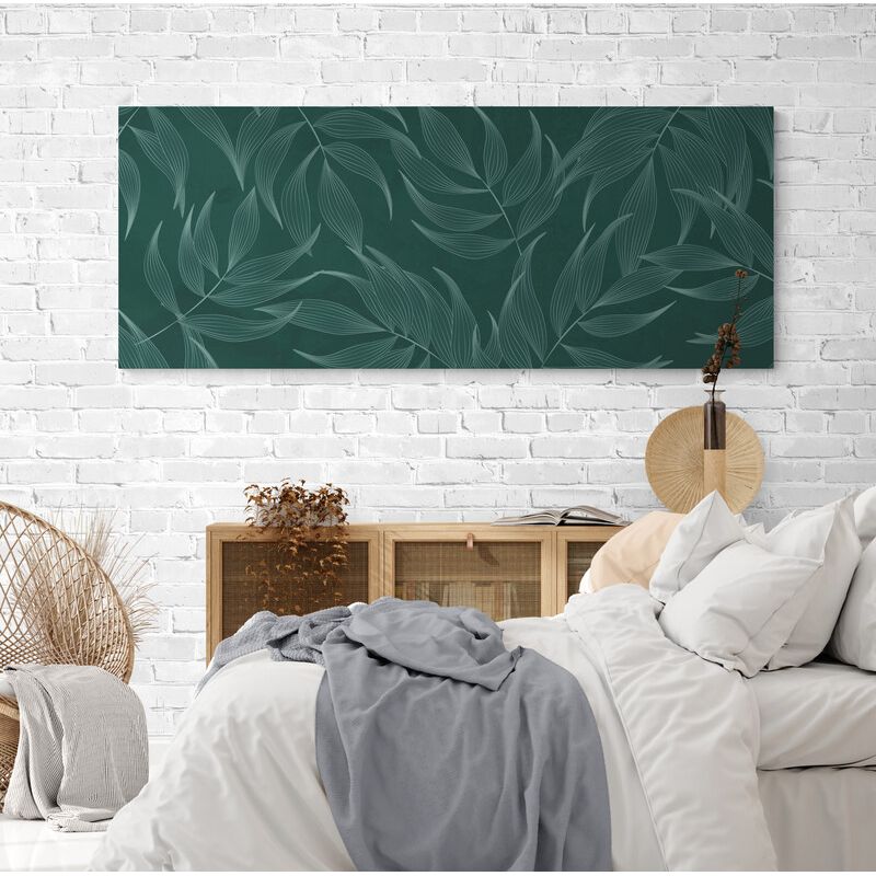 TAYRONA STORE - Cuadro En Lienzo Para Habitaciones Hojas Verdes 182 125x50cm