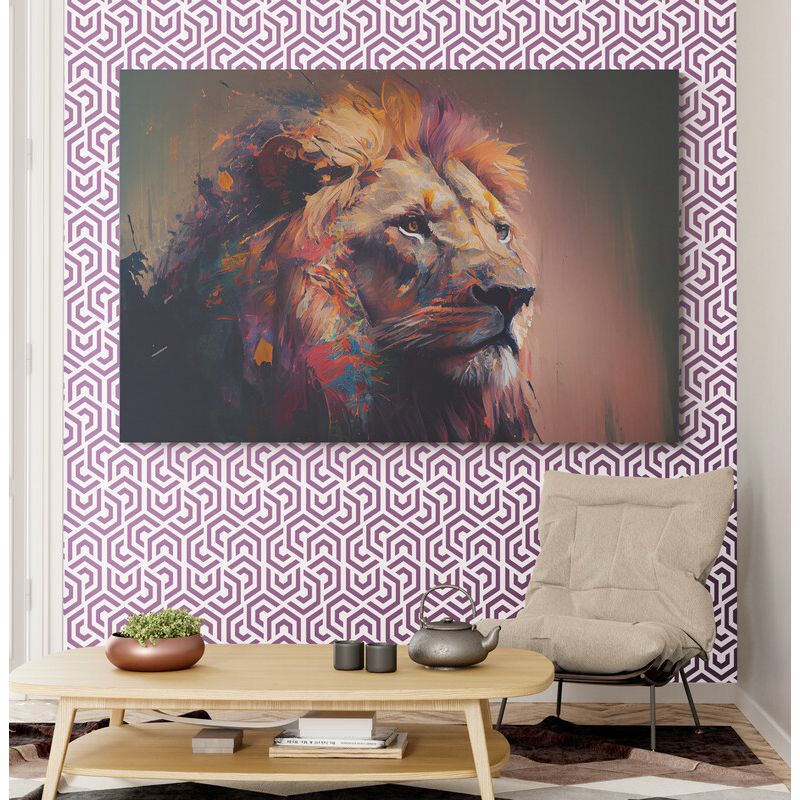 TAYRONA STORE - Cuadro En Lienzo Para Habitaciones Leon Colores 094 100x70cm