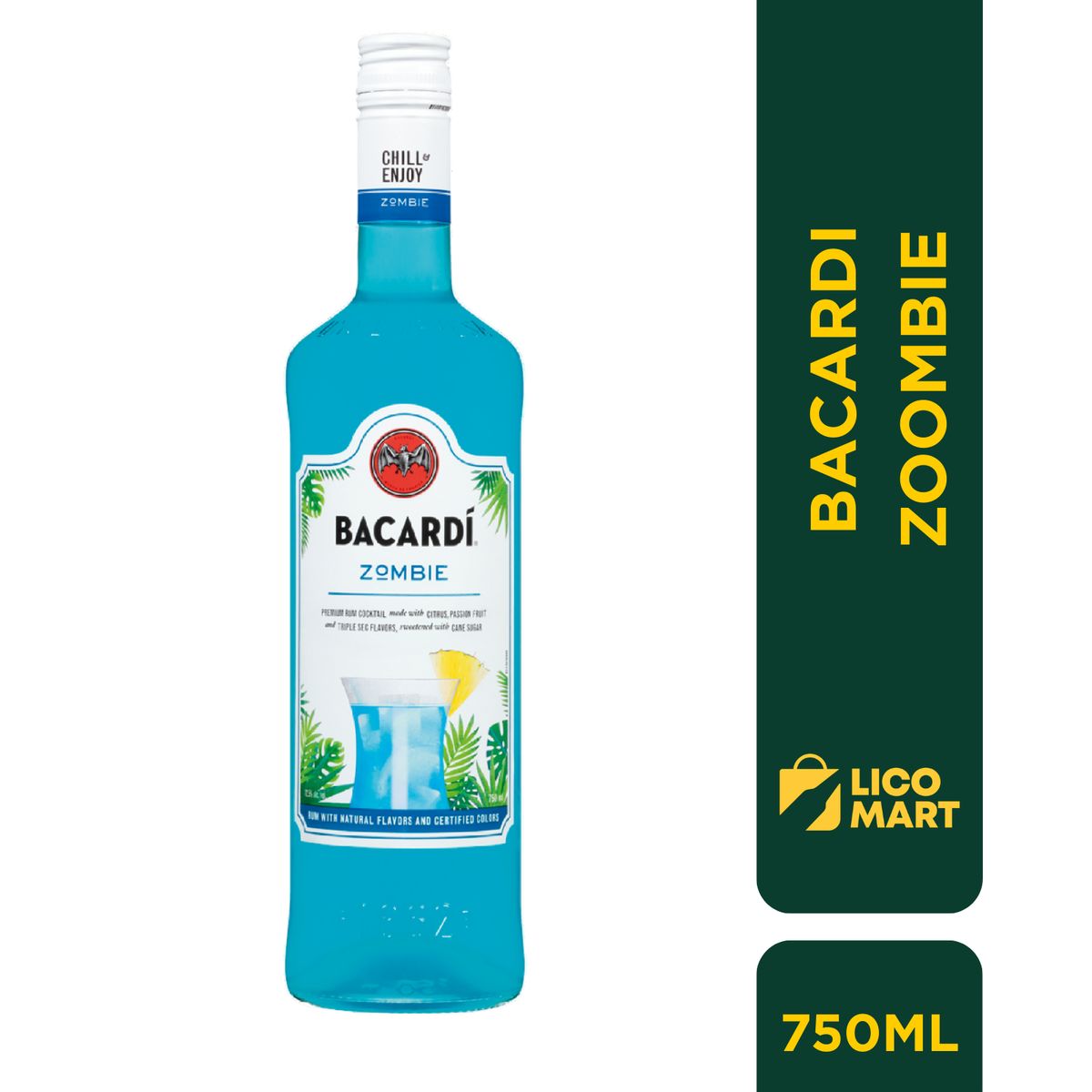 BACARDI - COCTEL DE RON BACARDÍ ZOMBIE 750 ML