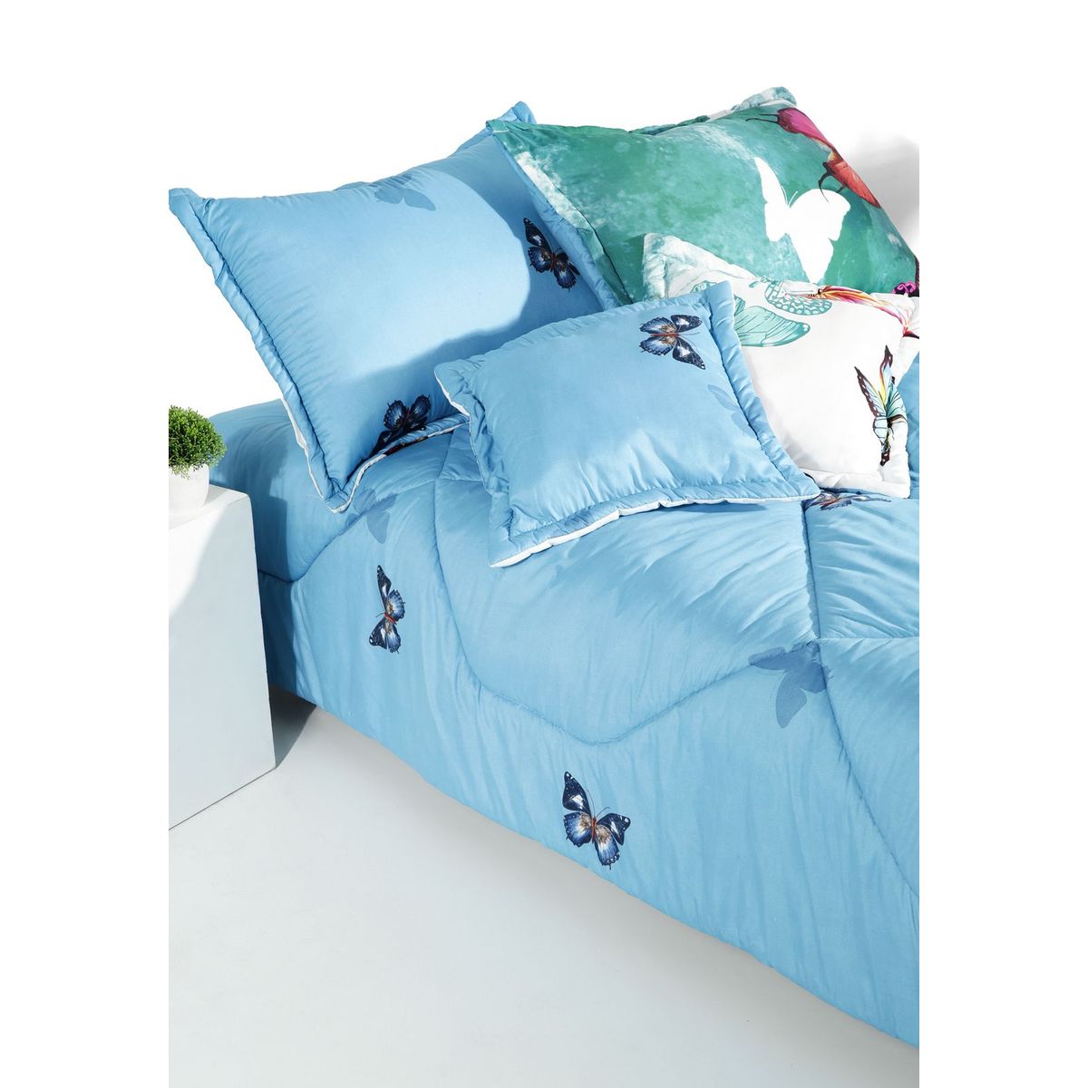 INCO - EdredónMariposasQueenPolialgodónrellenoPoliésteracolchadoEMQ