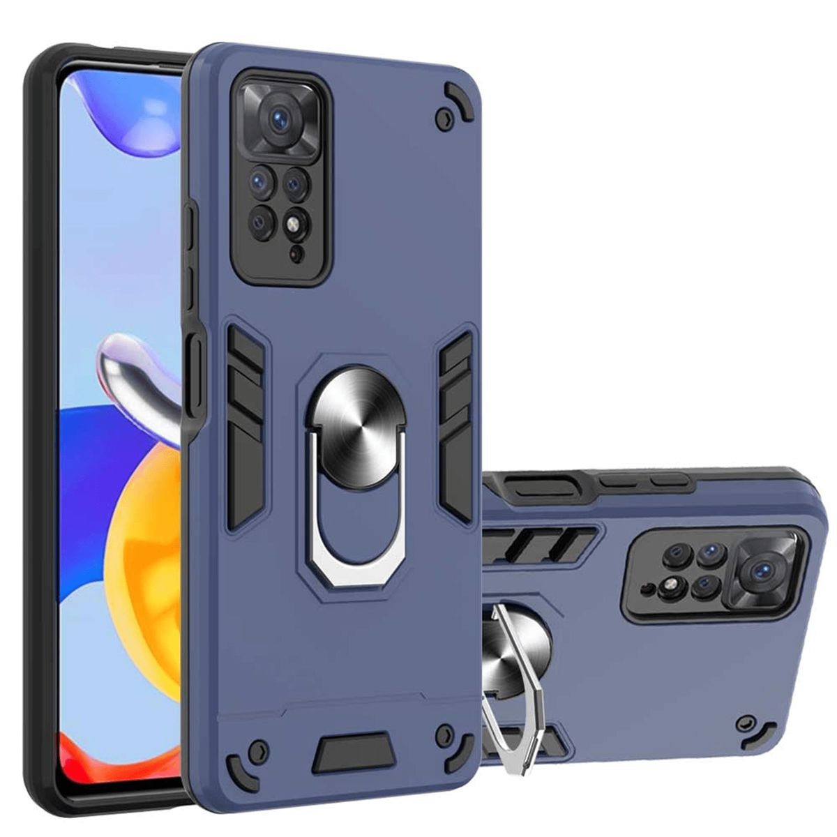 GENERICO - Estuche Armadura Protector Anillo Compatible Xiaomi Note 11 Pro Azul