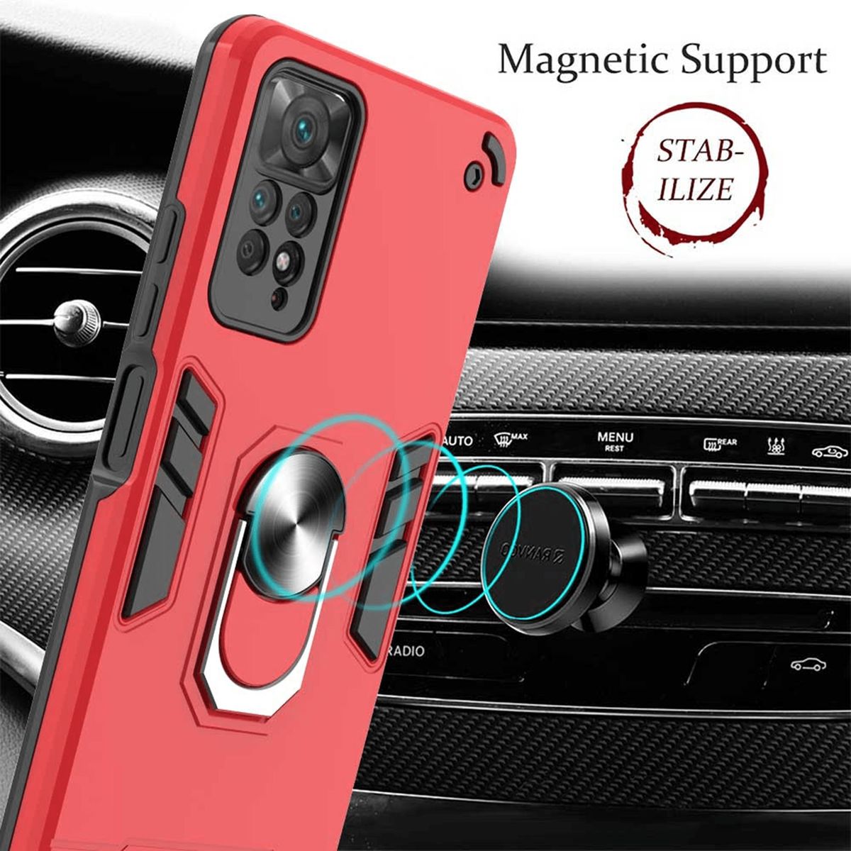 GENERICO - Estuche Armadura Protector Anillo Compatible Xiaomi Note 11 Pro Azul