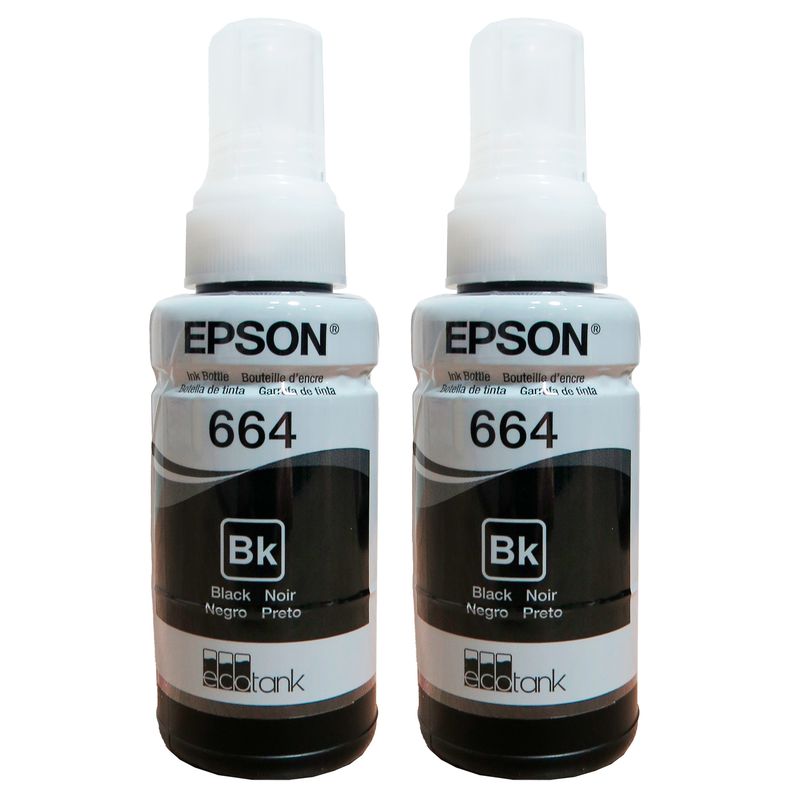 EPSON - Tinta 664 Epson negro para impresoras l210 l355 l365 l555 l575 kit x 2