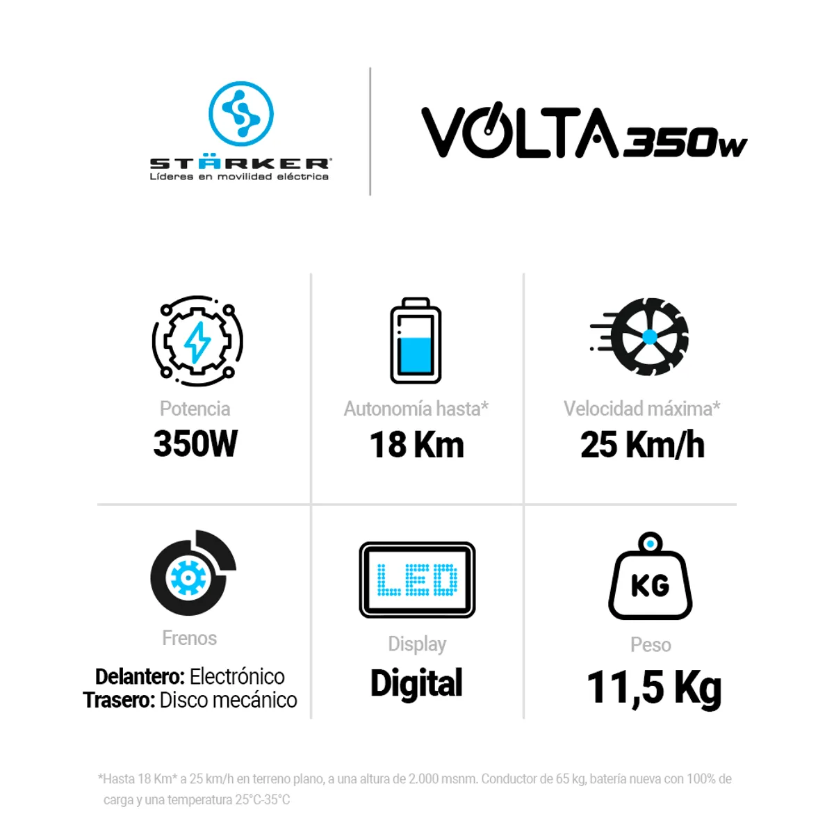 STARKER - Patineta eléctrica Volta 350W 25kmh Auteco