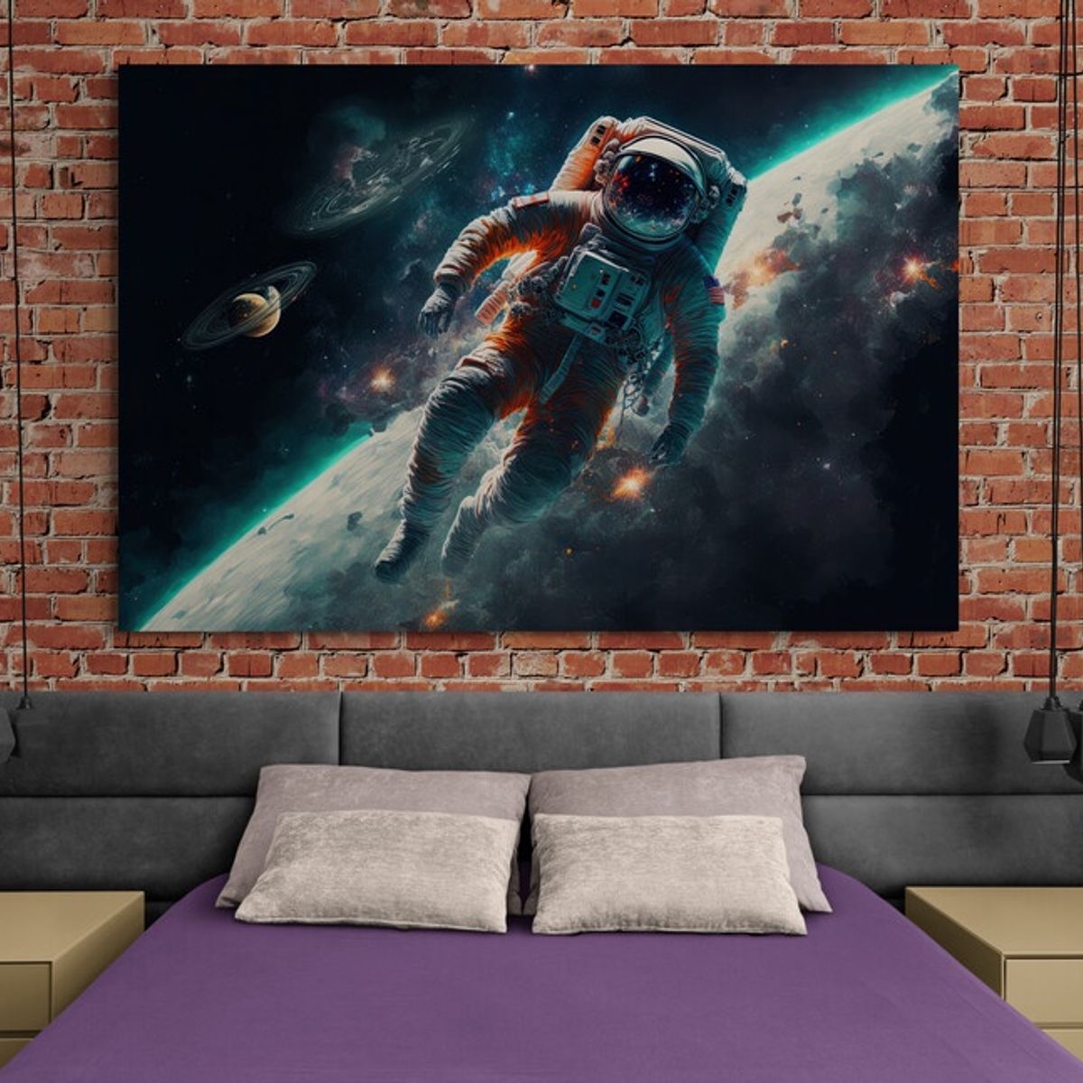 TAYRONA STORE - Cuadro En Lienzo Para Habitaciones Astronauta 050 50x35cm