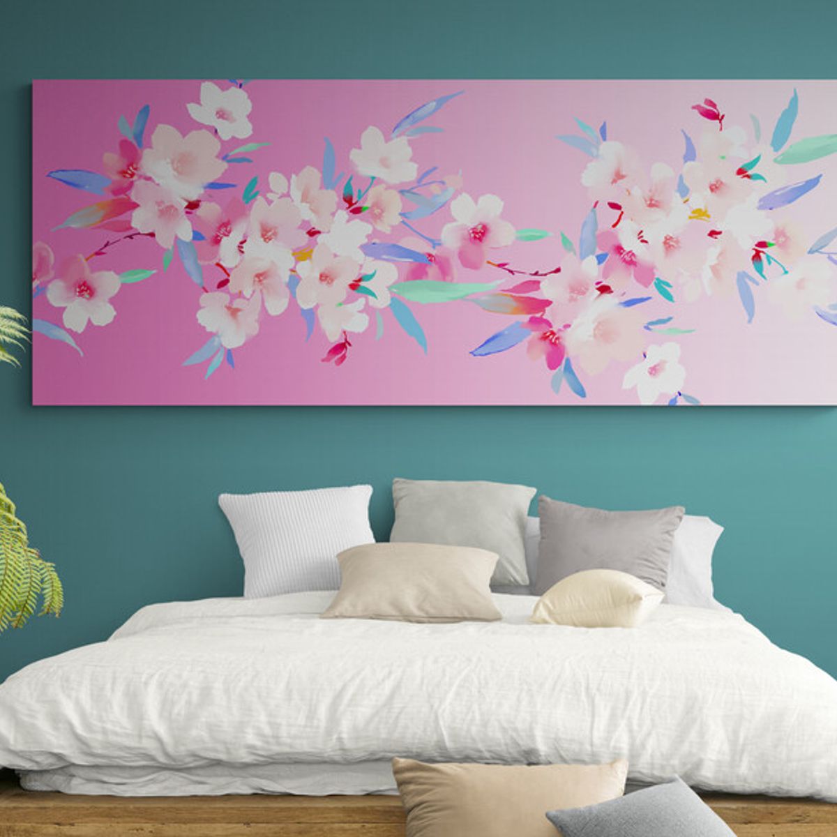 TAYRONA STORE - Cuadro En Lienzo Para Habitaciones Pintra Flores 370 175x70cm