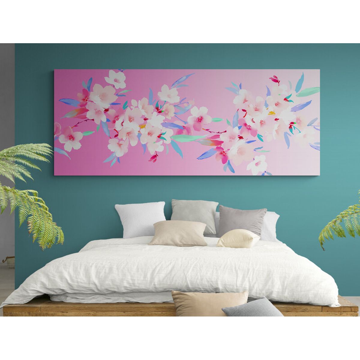 TAYRONA STORE - Cuadro En Lienzo Para Habitaciones Pintra Flores 370 175x70cm