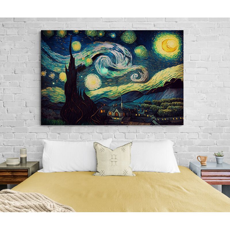 TAYRONA STORE - Cuadro Lienzo Para Habitaciones Noche Estrellada 039 50x35cm