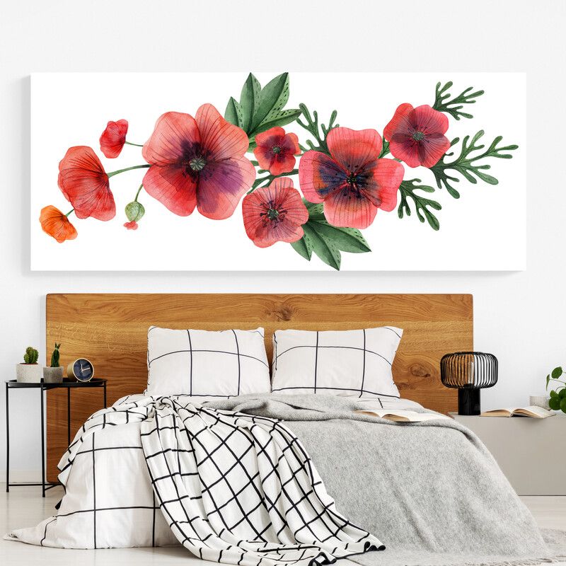 TAYRONA STORE - Cuadro En Lienzo Para Habitaciones Pintura Flores 347 100x40cm