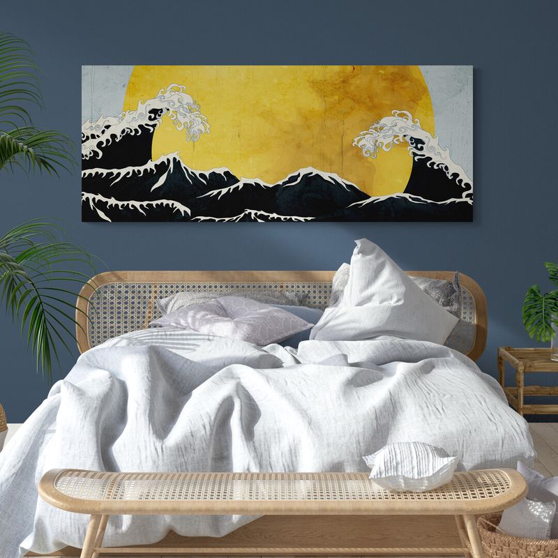 TAYRONA STORE - Cuadro En Lienzo Para Habitaciones Oceano Mar Olas 015 100x40cm