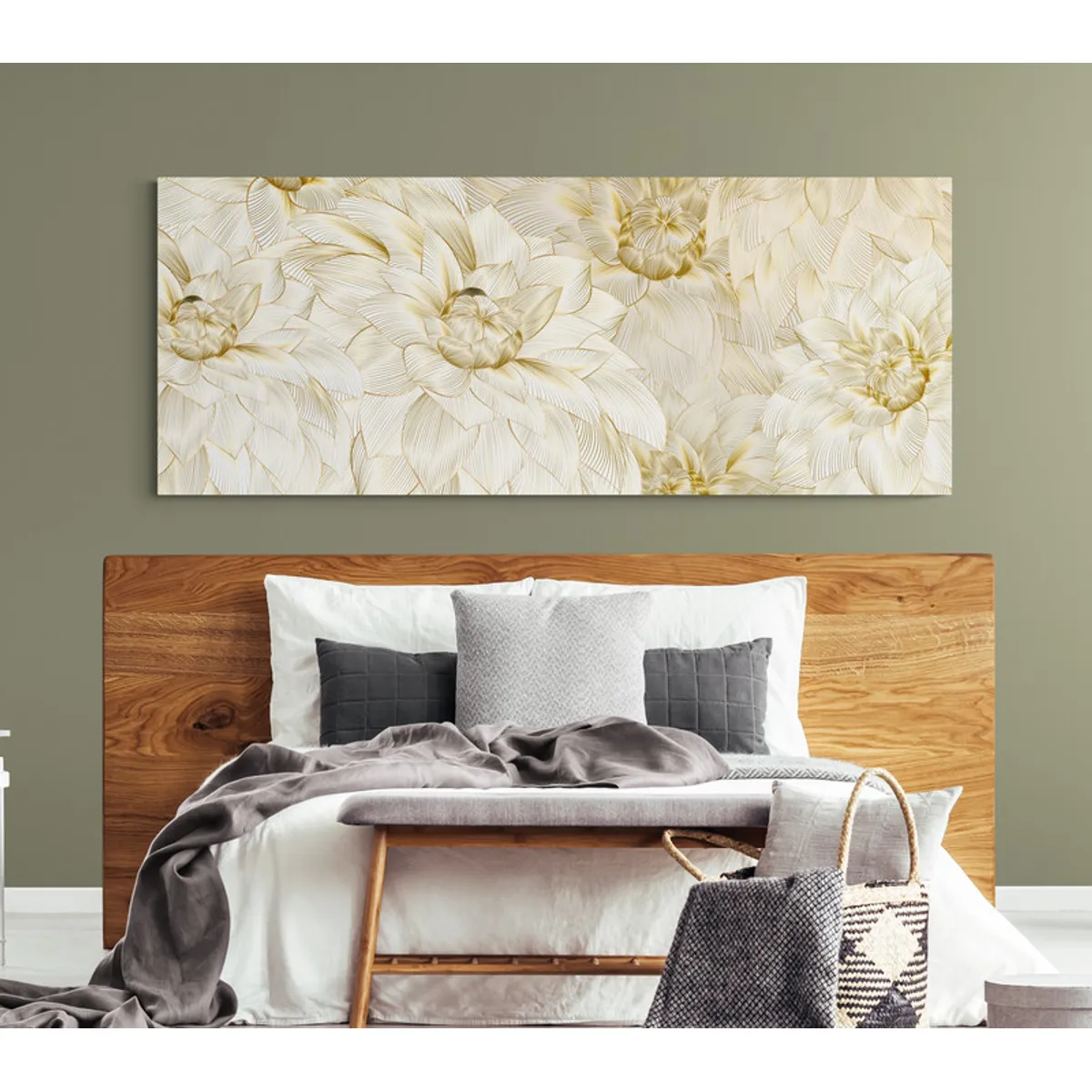 TAYRONA STORE - Cuadro En Lienzo Para Habitaciones Flores 482 100x40cm.