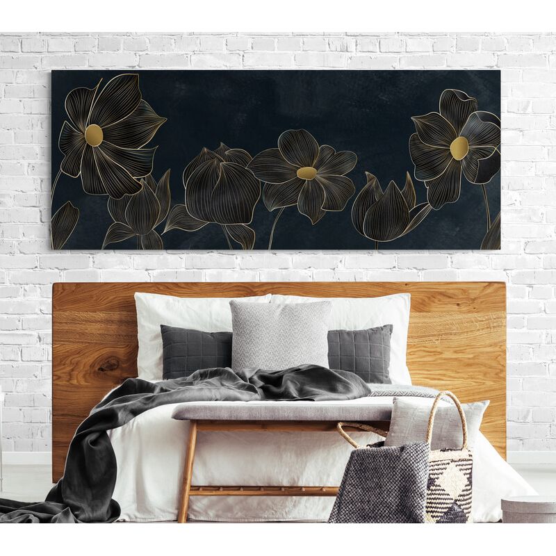 TAYRONA STORE - Cuadro En Lienzo Para Habitaciones Flores 489 100x40cm