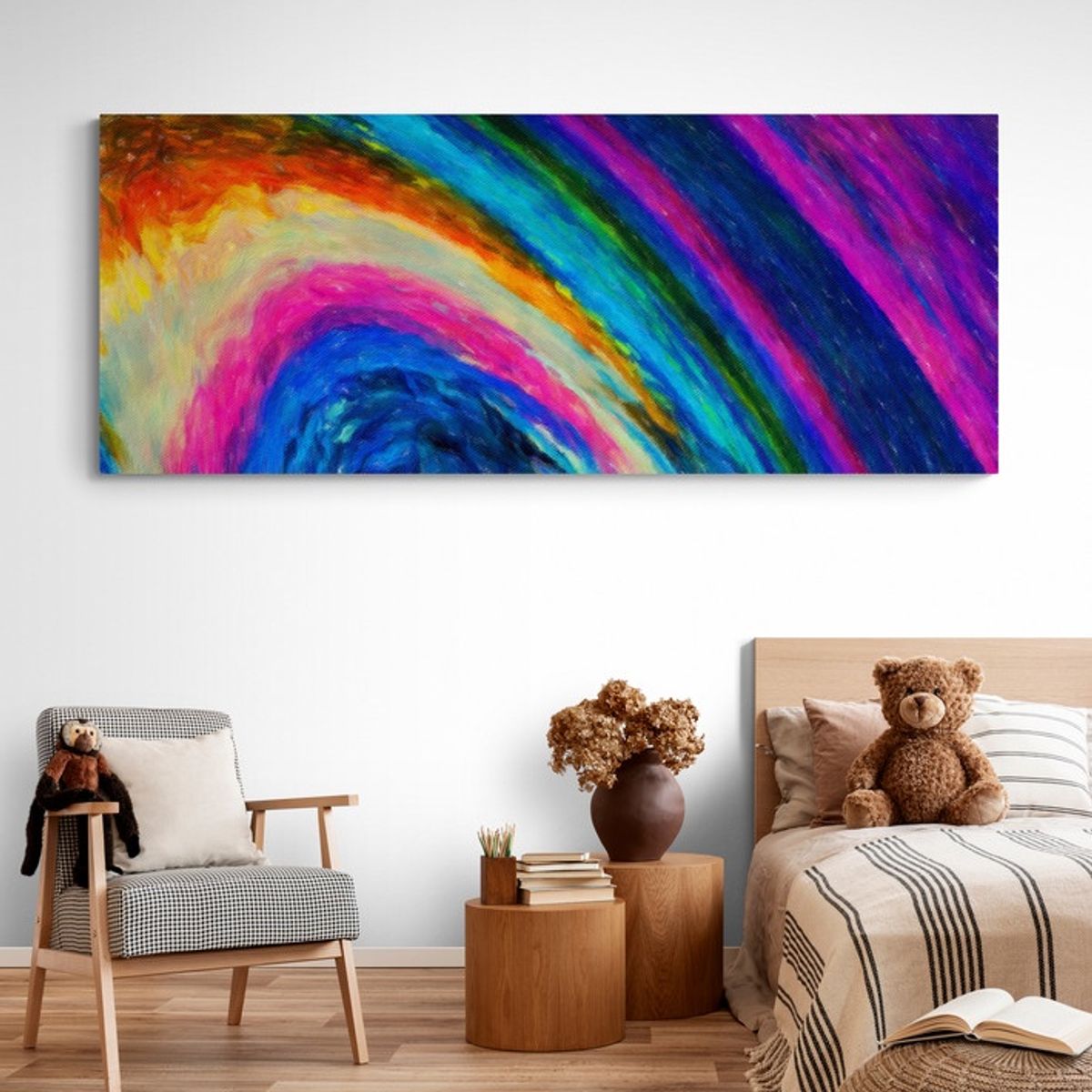 TAYRONA STORE - Cuadro En Lienzo Para Habitaciones Abstracto Colores 127 125x50cm