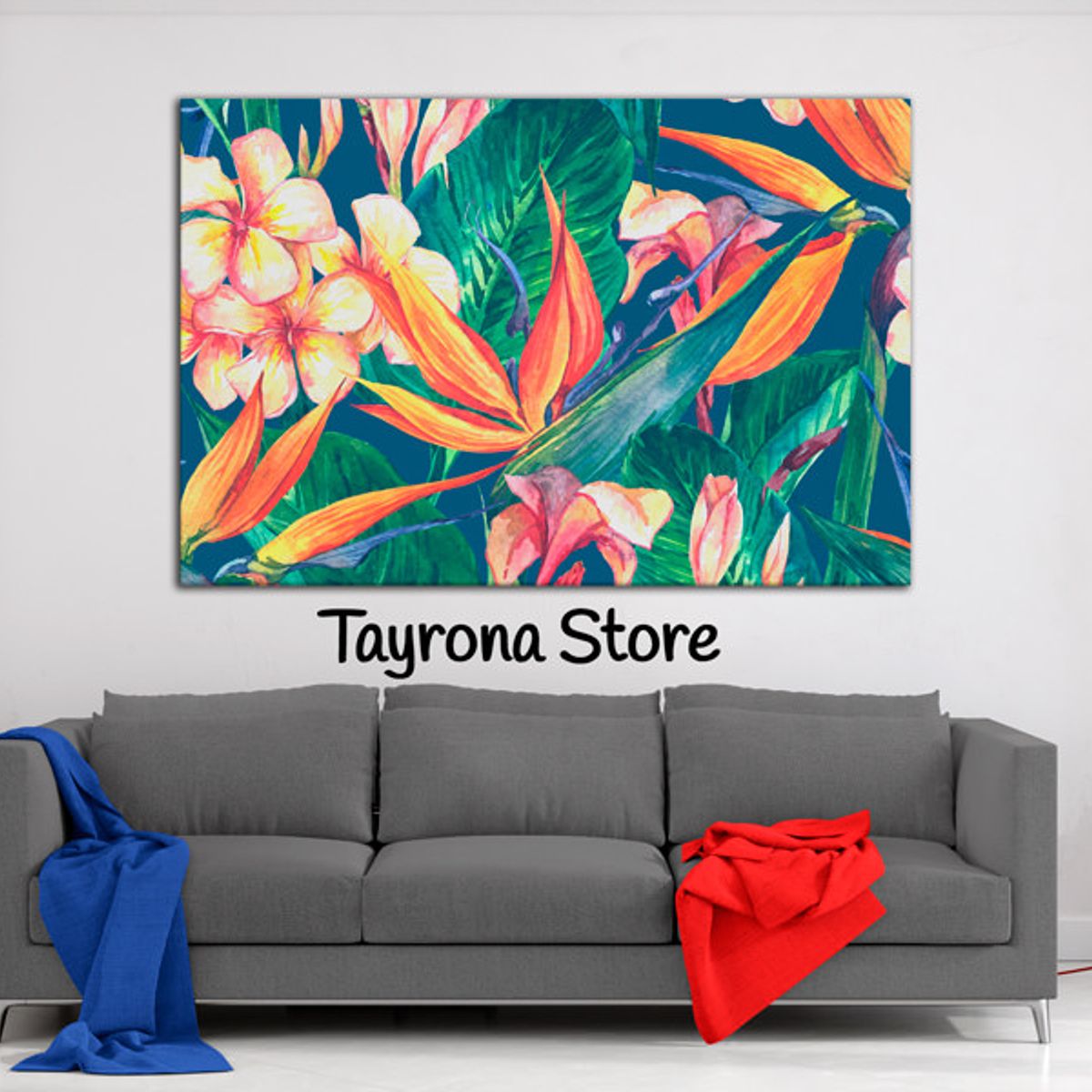 TAYRONA STORE - Cuadro En Lienzo Para Habitaciones Flores 190 70x50cm